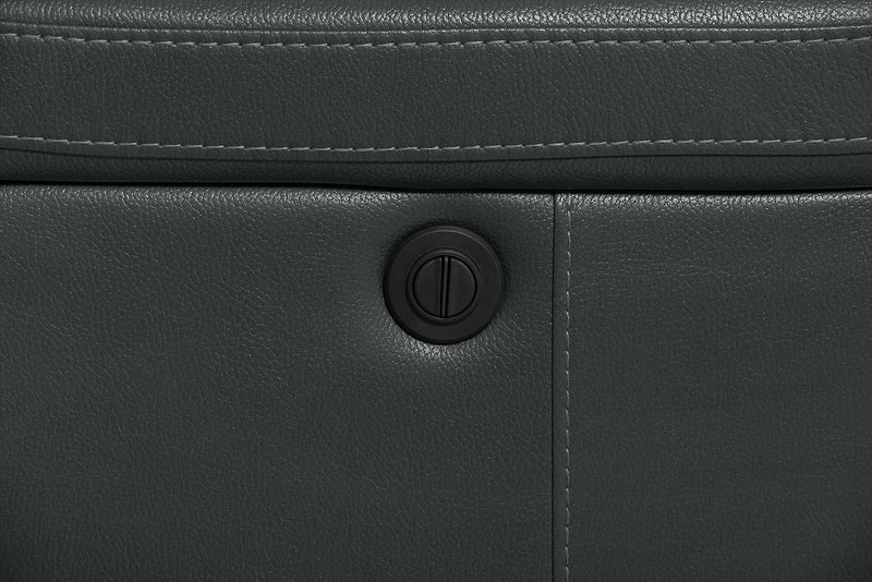 Leo 78\" Leather-Look Fabric Glider Reclining Loveseat with Storage Console - Grey