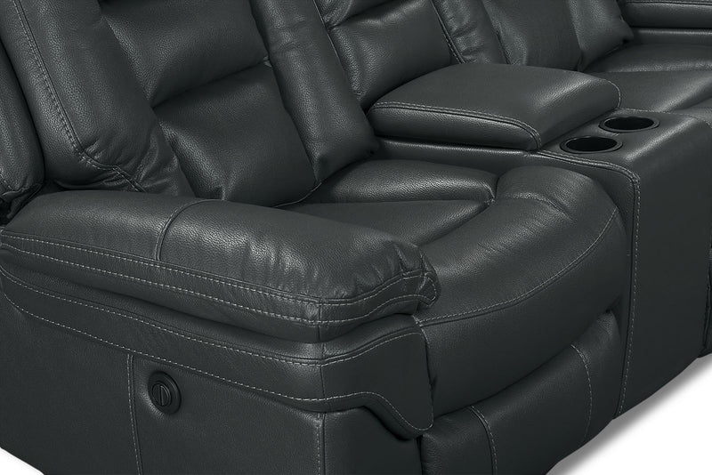 Leo 78\" Leather-Look Fabric Glider Reclining Loveseat with Storage Console - Grey