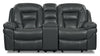 Leo 78\" Leather-Look Fabric Glider Reclining Loveseat with Storage Console - Grey