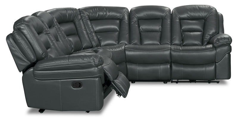 Leo 5-Piece Leather-Look Fabric Reclining Sectional - Grey