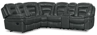 Leo 6-Piece Leather-Look Fabric Reclining Sectional with Storage Console and Dual Cupholders - Grey