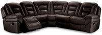 Leo 5-Piece Leather-Look Fabric Power Reclining Sectional - Walnut Brown