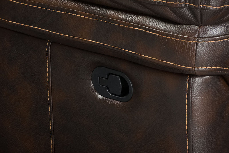 Leo 7-Piece Faux Leather Power Reclining Sectional with Storage Consoles and Cupholders - Walnut Brown