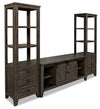 Madison 104\" Rustic 3-Piece Wall Unit Entertainment Centre with Storage and Cable Management for TVs up to 65\"- Brown