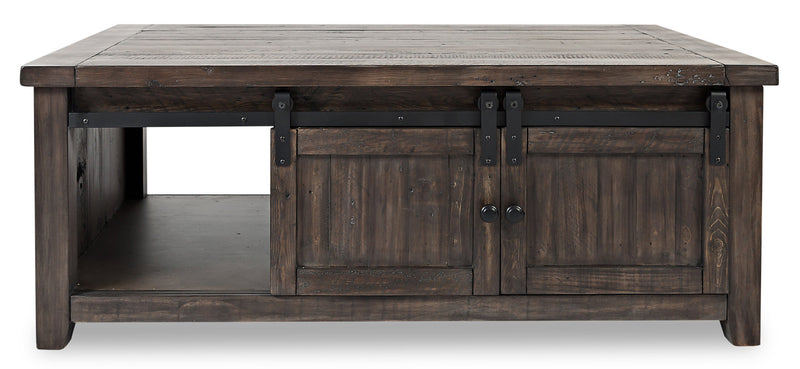 Madison 50\" Rustic Coffee Table With Storage, Shelf and Casters - Grey Brown Wood