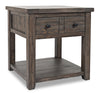 Madison 24\" Rustic End Table with Storage and Shelf - Grey Brown Wood