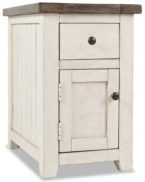 Madison 16\" Rustic Chairside Table with Storage - White Wood