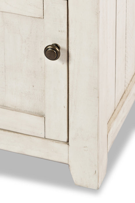 Madison 16\" Rustic Chairside Table with Storage - White Wood