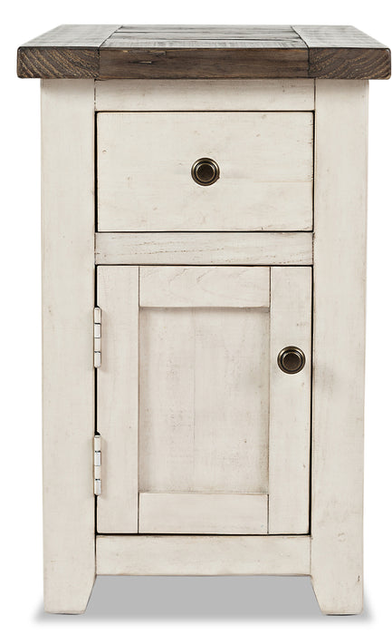 Madison 16\" Rustic Chairside Table with Storage - White Wood