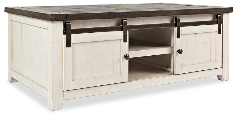 Madison 50\" Rustic Coffee Table With Storage, Shelf and Casters - White Wood