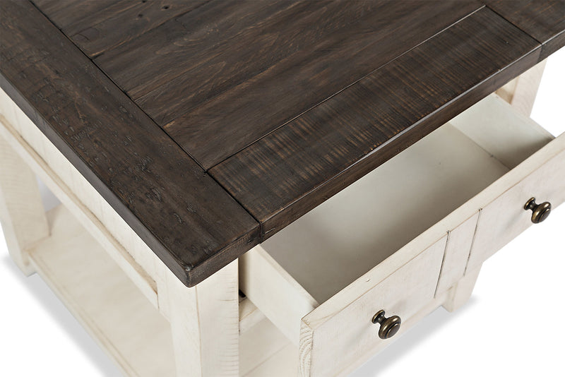 Madison 24\" Rustic End Table with Storage and Shelf - White Wood