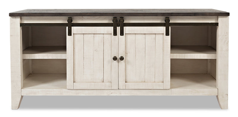 Madison 60\" Rustic TV Stand with Storage and Cable Management for TVs up to 65\"- White