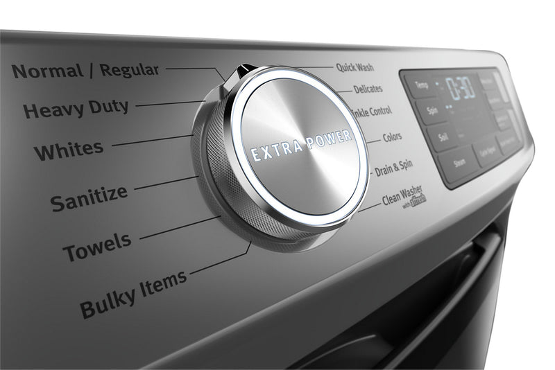 Maytag Front-Load 5.5 Cu. Ft. Washer with Extra Power and 7.3 Cu. Ft. Gas Steam Dryer – Slate