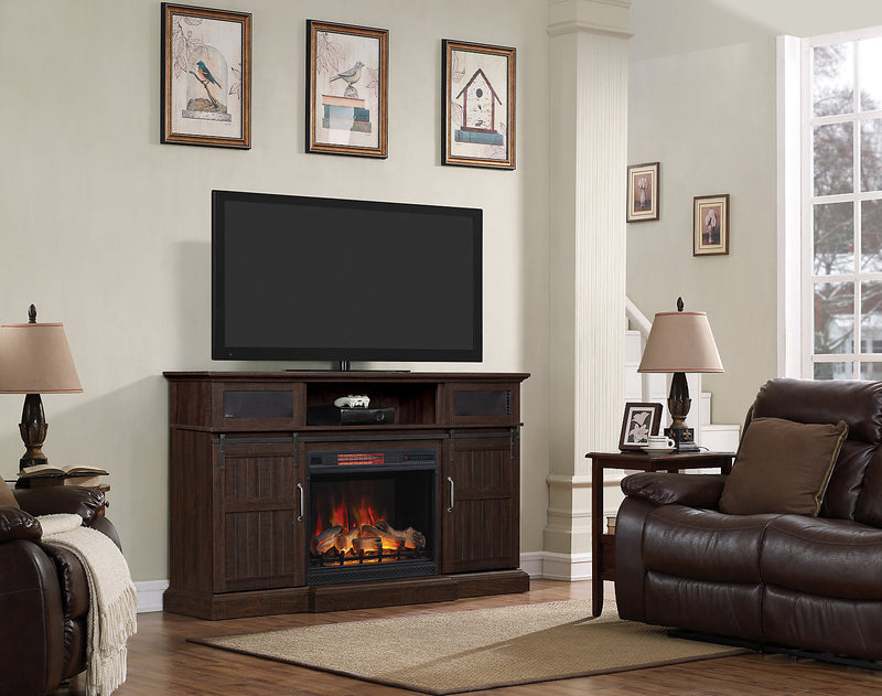 Munich 68\" Electric Fireplace TV Stand with Storage and Cable Management for TVs up to 75\"- Espresso
