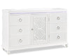 Ava Bedroom 7-Drawer Dresser with LED Light, 67\"W x 39\"H, Glam - White
