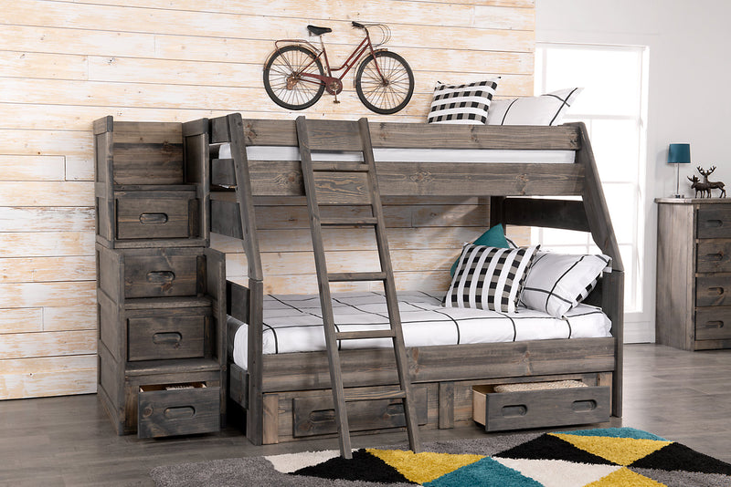 Piper Bunk Bed Ladder for Kids, Solid Pine Wood - Driftwood Grey