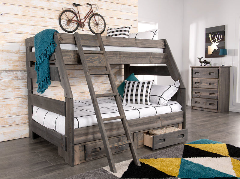Piper Bunk Bed Ladder for Kids, Solid Pine Wood - Driftwood Grey