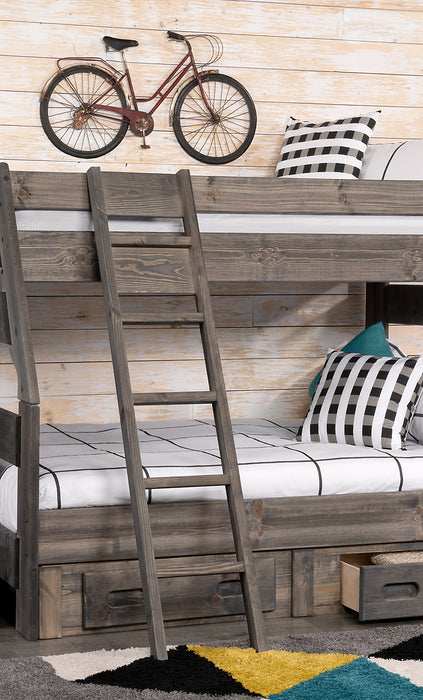 Piper Bunk Bed Ladder for Kids, Solid Pine Wood - Driftwood Grey