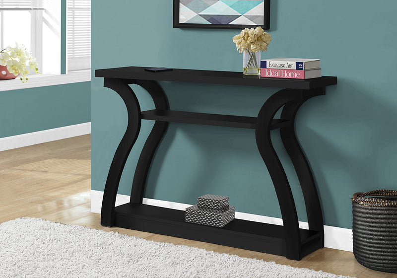 Quinn 47.25\" Sofa Table with Shelf - Black