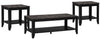 Roma 47.5\" 3-Pack Coffee + 2 End Tables with Shelf - Black Marble Look