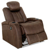 Ross 36\" Faux Suede Fabric Power Reclining Chair with Power Headrest and Dual Cupholders - Chocolate Brown
