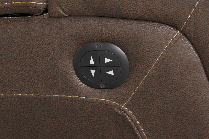 Ross 72.5\" Faux Suede Fabric Power Reclining Loveseat with Power Headrests and Storage Console - Chocolate Brown