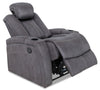 Ross 36\" Faux Suede Fabric Power Reclining Chair with Power Headrest and Dual Cupholders - Pewter Grey