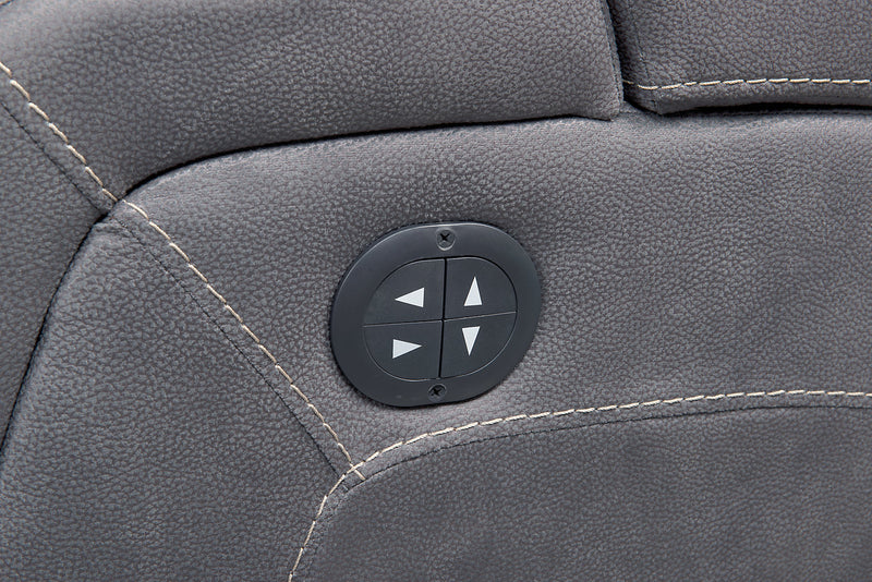 Ross 83\" Faux Suede Fabric Power Reclining Sofa with Power Headrests and Fold-Down Console - Pewter Grey