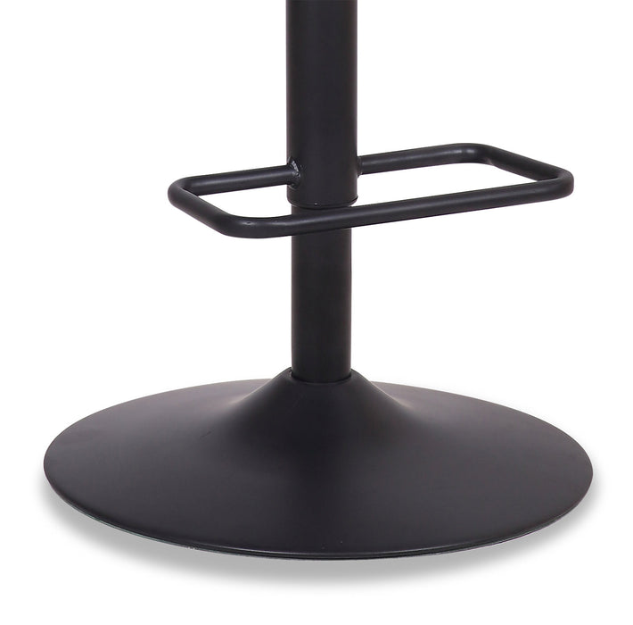 Seth Barstool with Swivel & Adjustable Seat, Vegan Leather Fabric, Metal - Grey