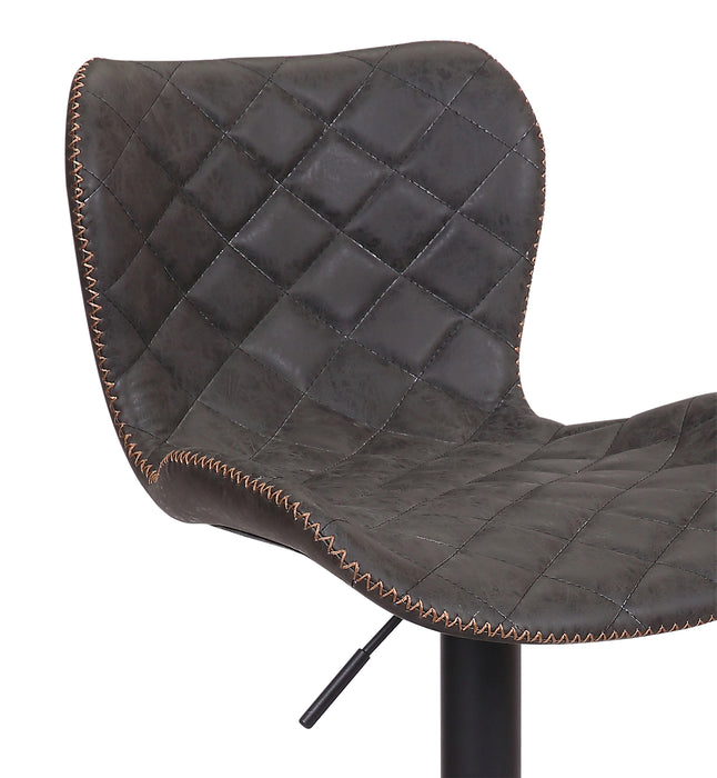Seth Barstool with Swivel & Adjustable Seat, Vegan Leather Fabric, Metal - Grey