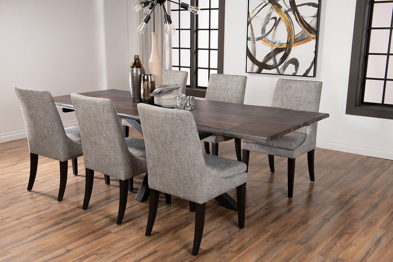 Shilo Dining Chair with Linen-Look Fabric, Wood - Grey