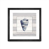 \"Muted Blue Shell On Wood\" Matted and Framed Black 30x30 Wall Art