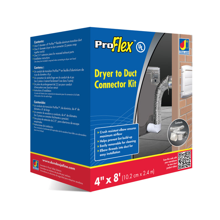 Dundas Jafine ProFlex™ Dryer-to-Duct Connector Kit and 4\" Metal Worm Gear Clamps Package