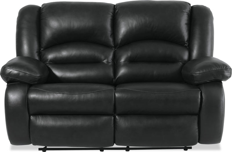 Toreno 64\" Genuine Leather Power Reclining Loveseat - Black