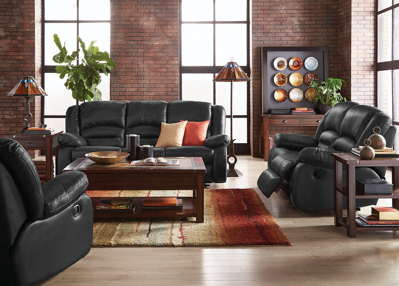 Toreno 64\" Genuine Leather Power Reclining Loveseat - Black