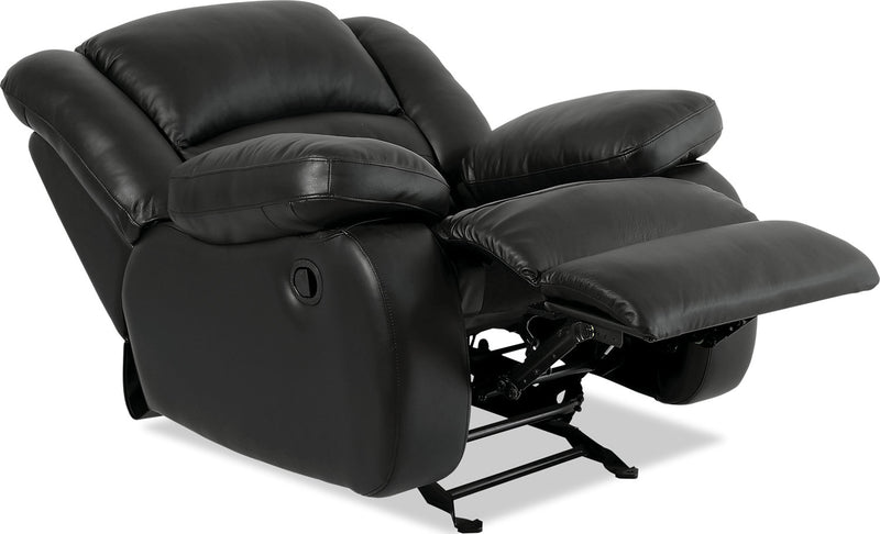 Toreno 42\" Genuine Leather Rocker Reclining Chair - Black