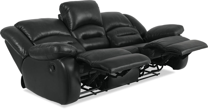 Toreno 86\" Genuine Leather Reclining Sofa - Black