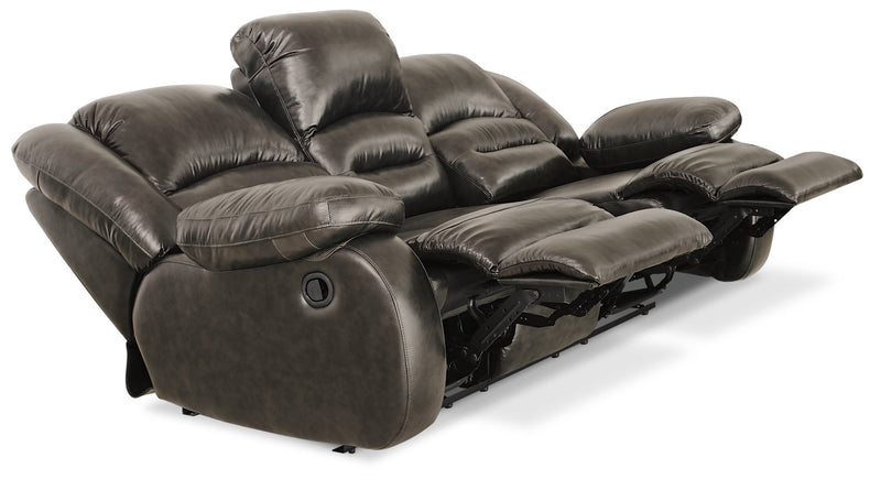 Toreno 86\" Genuine Leather Reclining Sofa - Grey