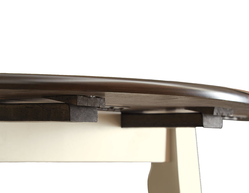 Woodanville Drop-Leaf Dining Table, 40.5\"W Round - Two Tone White & Brown