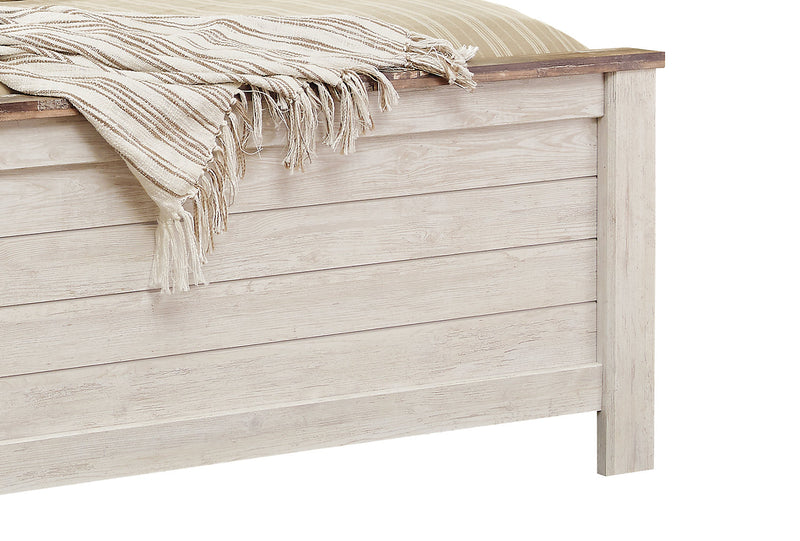Willowton 5pc Bedroom Set with Bed, Dresser & Mirror, Whitewash - Queen Size