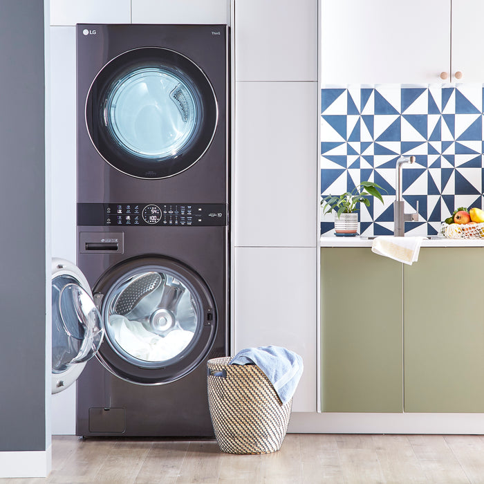 LG 5.2 Washer/7.4 Dryer Cu. Ft. Front-Load High-Efficiency Steam Washtower™ - Black Steel - WKEX200HBA