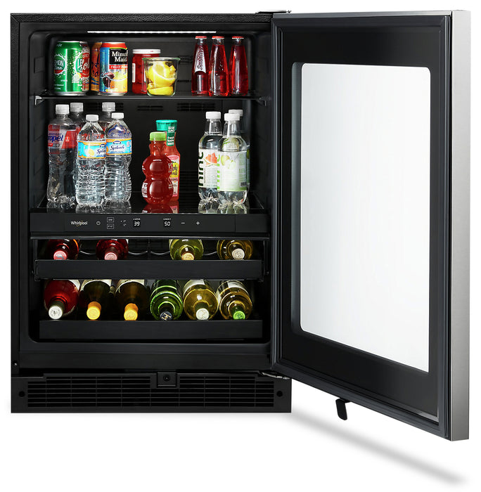 Whirlpool 24\" 5.2 Cu. Ft. Undercounter Beverage Refrigerator - Fingerprint Resistant Stainless Steel - WUB35X24HZ
