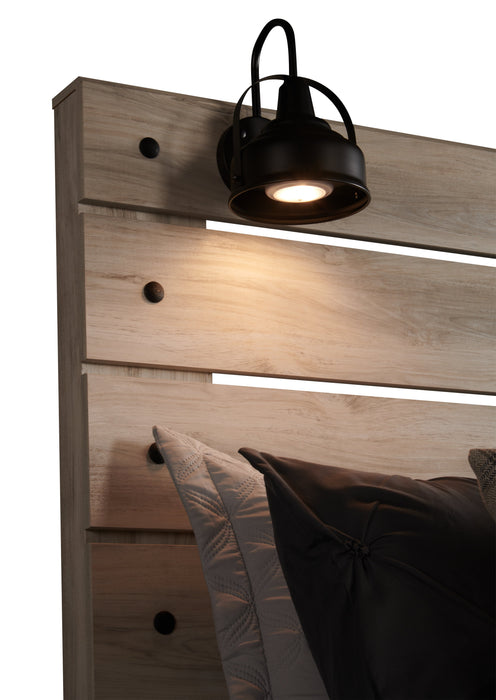 Abby Panel Bed with Headboard & Frame, LED, USB, White - Queen Size