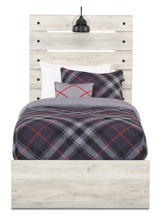 Abby Panel Bed with Headboard & Frame for Kids, LED, USB, White - Twin Size