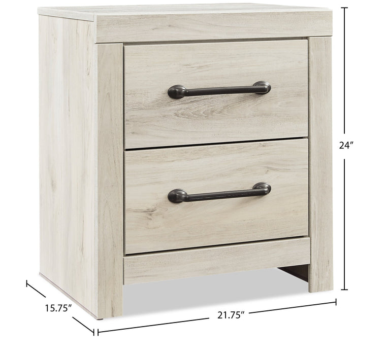 Abby Bedside 2-Drawer Nightstand with USB Port, 21.8\"W x 24.5\"H - White