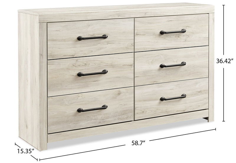 Abby Bedroom 6-Drawer Dresser, 58.7\"W x 36.42\"H - White