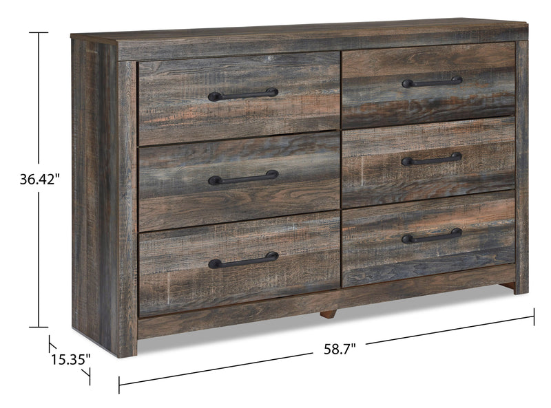 Abby 6pc Bedroom Set with Side Storage Bed, Dresser, Mirror & Nightstand, LED, USB, Brown - King Size