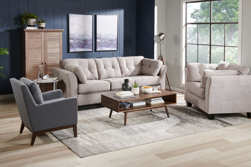 Adel 28.5\" Linen-Look Fabric Accent Chair with Wood Base - Dark Grey