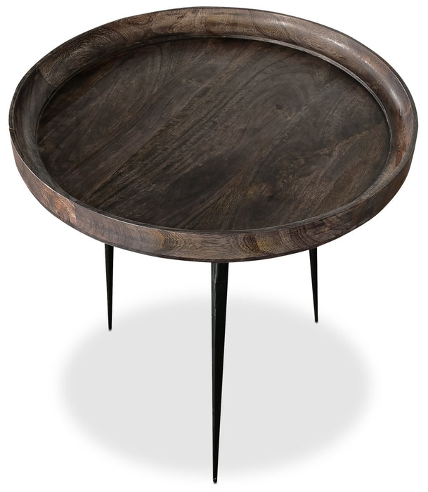 Nashik 24\" Round Accent Table - Grey Brown
