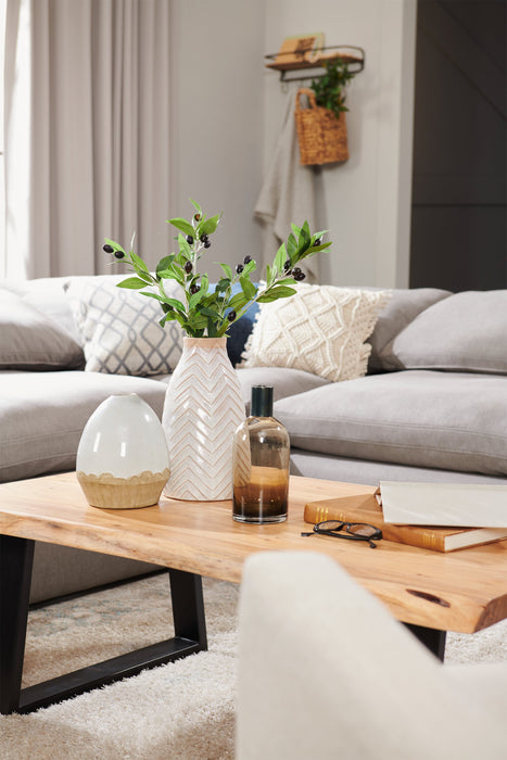 Agra 45\" Rustic Coffee Table - Brown and Black with Iron Legs